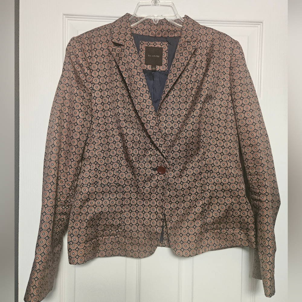 Vintage The Limited  Women’s LARGE Navy & Red Medallion Blazer Geometric Jacket.